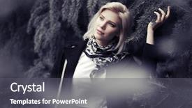  Presentation with walking young wild jaguar - PPT theme featuring pine trees fall - fashion young woman walking background and a gray colored foreground