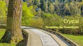  Presentation with fall lake - PPT theme with pine trees fall - fragment of deer lake trail background and a tawny brown colored foreground