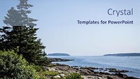  Presentation with maine - Theme consisting of pine-trees-on-the-rocky background and a light blue colored foreground