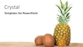  Presentation with pineapple - PPT theme consisting of pineapple-and-coconuts-on-sand background and a white colored foreground