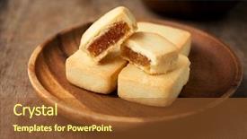  Presentation with sweet pastry - PPT theme having pineapple cake is a sweet background and a tawny brown colored foreground