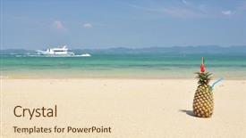  Presentation with pineapple - Cool new slide deck with pineapple cocktail on a tropical beach backdrop and a lemonade colored foreground