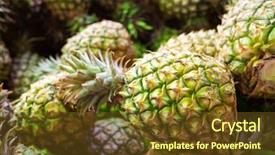  Presentation with pineapple - Presentation design consisting of pineapple fruit at traditional marketplace background and a  colored foreground