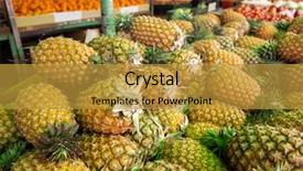  Presentation with pineapple - Slide set having pineapple fruit at traditional marketplace background and a gold colored foreground