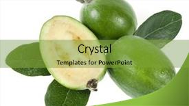  Presentation with guava fruits - Colorful PPT theme enhanced with pineapple guava feijoa sellowiana isolated backdrop and a tawny brown colored foreground