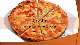  Presentation with 2018 goals text on white - Audience pleasing presentation theme consisting of pineapple ham pizza for lunch backdrop and a gold colored foreground