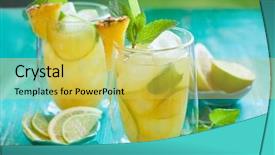  Presentation with lemon lime - Beautiful PPT theme featuring pineapple lemonade with lemon lime backdrop and a yellow colored foreground