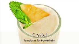  Presentation with cocktail black and white - PPT theme enhanced with pineapple milk cocktail on a white background and a lemonade colored foreground