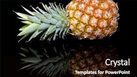  Presentation with pineapple - Audience pleasing PPT theme consisting of pineapple on it's side on a black reflective surface backdrop and a wine colored foreground