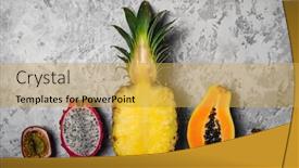  Presentation with passion fruit - Slide set enhanced with pineapple-papaya-passion-fruit-maracuya background and a yellow colored foreground