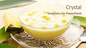  Presentation with recipe dessert - Colorful presentation design enhanced with pineapple puree dessert with yogurt backdrop and a  colored foreground