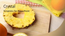  Presentation with pineapple - Beautiful presentation theme featuring pineapple slice with cut in shape of heart on table close up backdrop and a yellow colored foreground