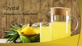  Presentation with glassware - Slides with pineapple slices and juice background and a coral colored foreground