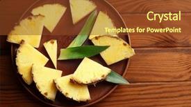  Presentation with pineapple - Slide deck having pineapple slices and leaves background and a tawny brown colored foreground
