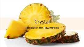  Presentation with pineapple - Presentation theme with pineapple slices isolated on white background and a yellow colored foreground