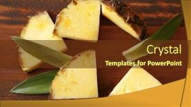  Presentation with pineapple - Slide deck having pineapple-slices-on-wooden-background background and a tawny brown colored foreground