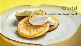  Presentation with art craft - Beautiful presentation design featuring pineapple-slices-with-maracuya-sauce backdrop and a yellow colored foreground