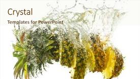  Presentation with pineapple - PPT theme enhanced with pineapple splashes into the water background and a cream colored foreground