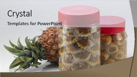  Presentation with fresh fruit retailer - Amazing PPT theme having pineapple tart in jar backdrop and a light gray colored foreground