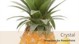  Presentation with ananas - Beautiful presentation theme featuring pineapple tropical fruit or ananas isolated on white background cutout backdrop and a yellow colored foreground