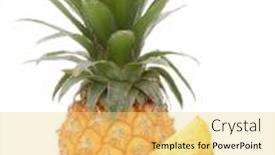  Presentation with ananas - Beautiful PPT theme featuring pineapple tropical fruit or ananas isolated on white background cutout backdrop and a yellow colored foreground
