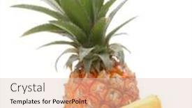  Presentation with ananas - PPT theme enhanced with pineapple tropical fruit or ananas isolated on white background cutout background and a lemonade colored foreground
