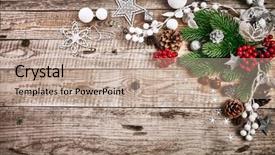  Presentation with christmas card - Presentation consisting of pinecones - christmas card with firtree pinecone background and a coral colored foreground