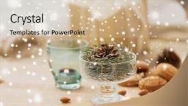  Presentation with winter ice - PPT theme consisting of pinecones - christmas and winter concept background and a soft green colored foreground