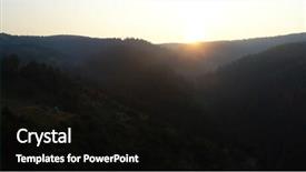  Presentation with city of chicago aerial view - Beautiful PPT theme featuring pinetree forest on beautiful sunrise backdrop and a black colored foreground