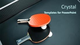  Presentation with net - Presentation with ping-pong-rackets-and-ball background and a tawny brown colored foreground