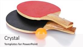  Presentation with pink disco ball - Slide deck having two tennis balls - ping-pong rackets and ball isolated background and a sky blue colored foreground