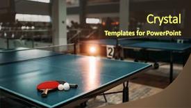  Presentation with table tennis - Presentation design featuring ping pong table rackets background and a tawny brown colored foreground
