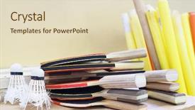  Presentation with sport - Presentation theme consisting of ping-pong table in a sport hall background and a soft green colored foreground