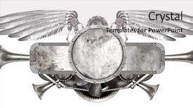  Presentation with car spare parts - Cool new PPT theme with pinion - steampunk wings isolated old auto backdrop and a light gray colored foreground