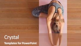  Presentation with gymnastics - PPT theme consisting of pink - young woman practicing gymnastics background and a red colored foreground