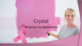  Presentation with pink ribbon breast awareness - Audience pleasing presentation theme consisting of pink against pink breast cancer backdrop and a coral colored foreground
