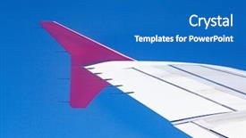  Presentation with pink sky - Audience pleasing slide set consisting of pink airplane wings on blue backdrop and a teal colored foreground