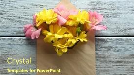 Presentation with chrysanthemum - Slide deck enhanced with pink-alstroemeria-and-yellow-chrysanthemum background and a tawny brown colored foreground