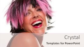  Presentation with pink black - Amazing slide deck having pink and black haired girl portrait isolated on a white background backdrop and a lemonade colored foreground