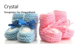  Presentation with blue pink - Theme with pink and blue baby boots background and a white colored foreground