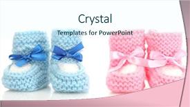  Presentation with blue pink - Amazing PPT layouts having pink and blue baby boots backdrop and a sky blue colored foreground