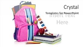  Presentation with education pink - Presentation theme featuring pink and blue backpack background and a white colored foreground