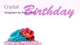  Presentation with pink birthday - Beautiful PPT theme featuring pink and blue birthday cupcake with flower isolated over white background backdrop and a pink colored foreground