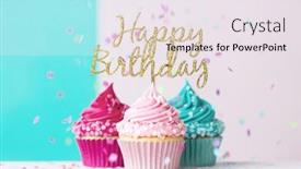  Presentation with pink birthday - Presentation with pink-and-blue-birthday-cupcakes background and a sky blue colored foreground