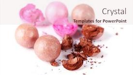  Presentation with powder - Slide set enhanced with pink and brown powder balls isolated on white background and a lemonade colored foreground