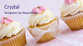  Presentation with pink white - Amazing presentation design having three assorted ice cream - pink and white cupcakes backdrop and a sky blue colored foreground
