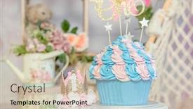  Presentation with 1st birthday - Slides consisting of pink-and-white-decoration background and a soft green colored foreground