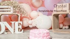  Presentation with 1st birthday - Slide set having pink-and-white-decoration background and a lemonade colored foreground