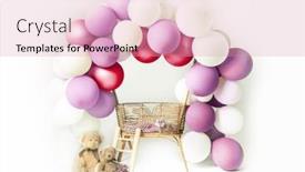  Presentation with 1st birthday - PPT theme having pink-and-white-decoration background and a coral colored foreground