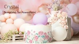  Presentation with 1st birthday - Presentation theme consisting of pink-and-white-decoration background and a lemonade colored foreground